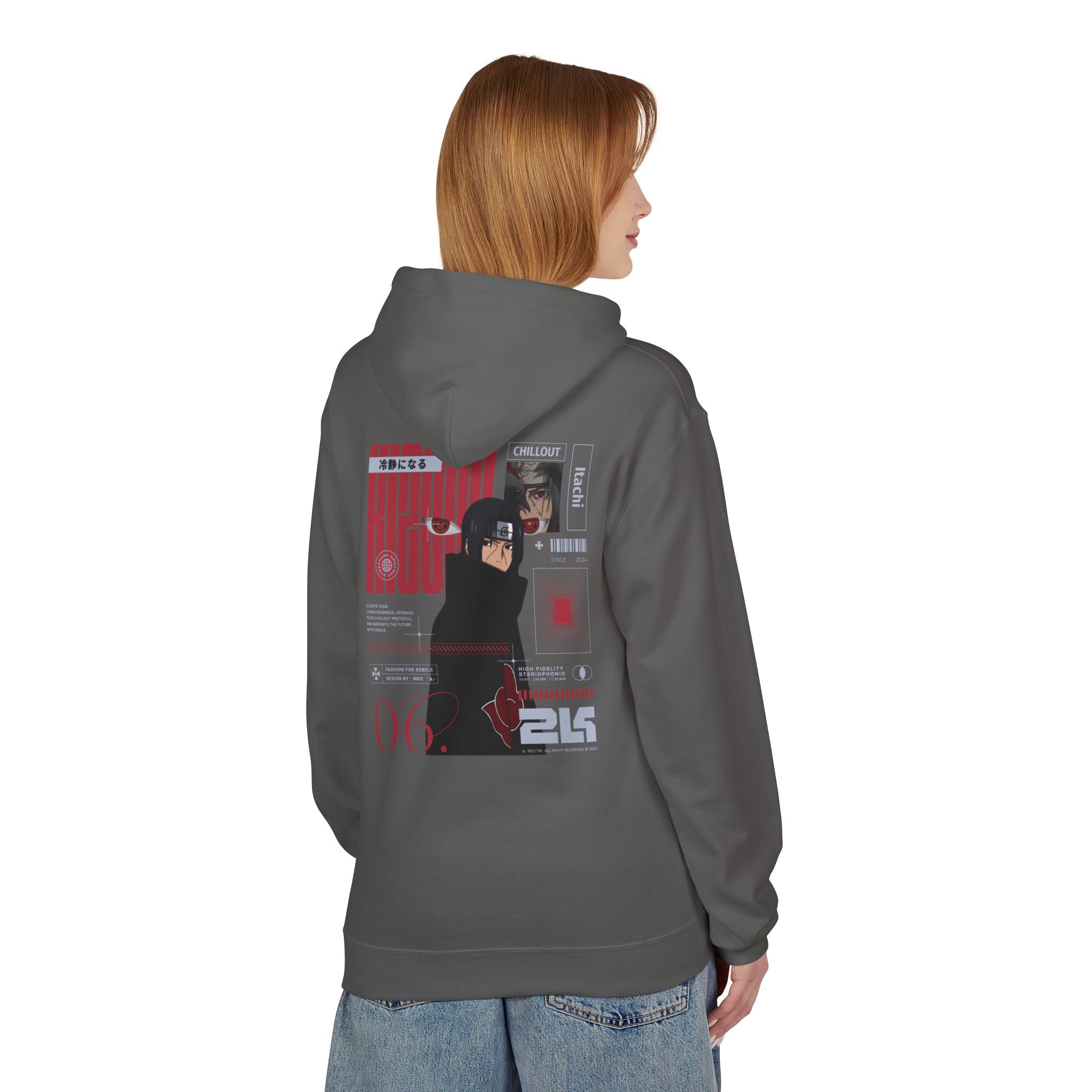 KIZUNA Red Tech Back print Graphic Hoodie