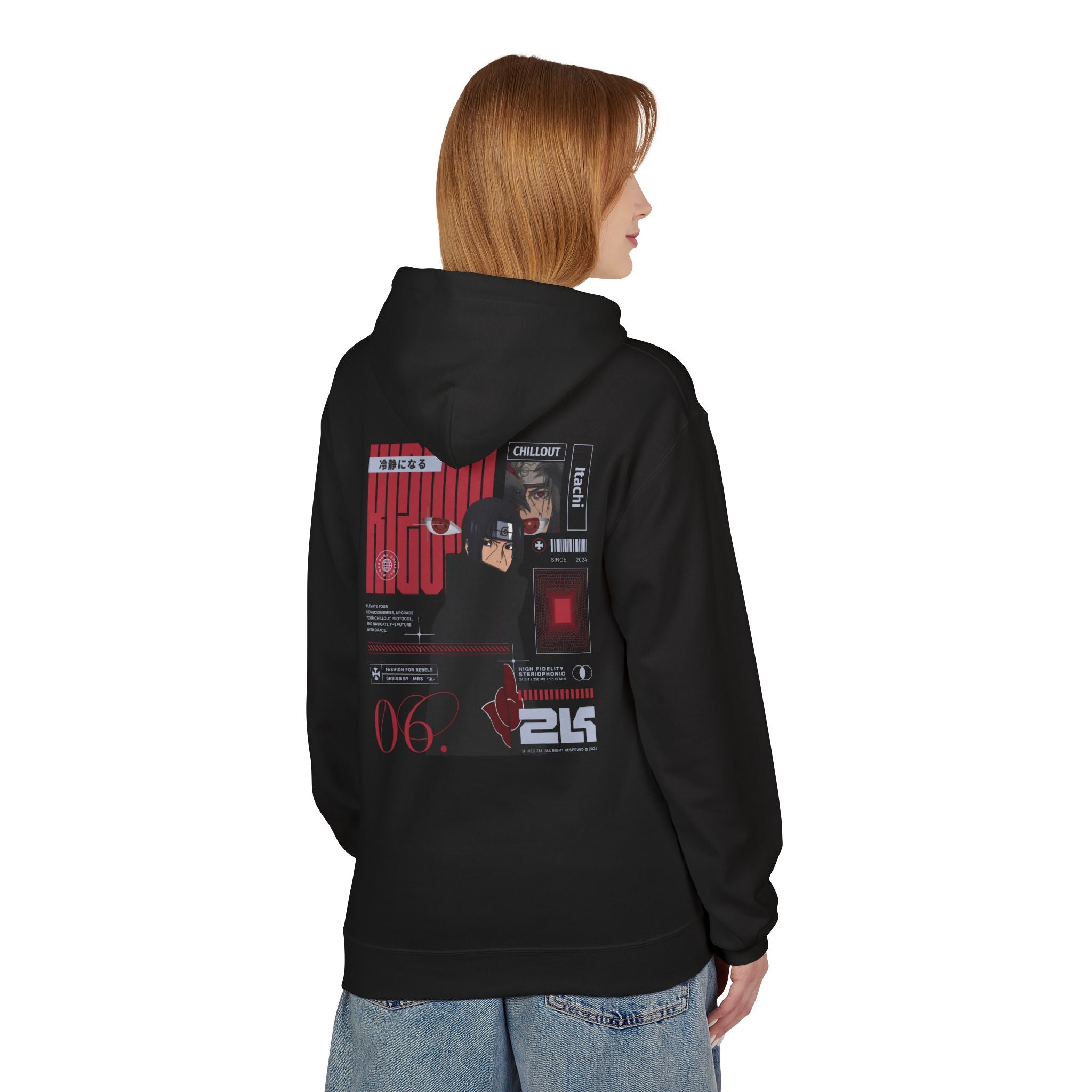 KIZUNA Red Tech Back print Graphic Hoodie