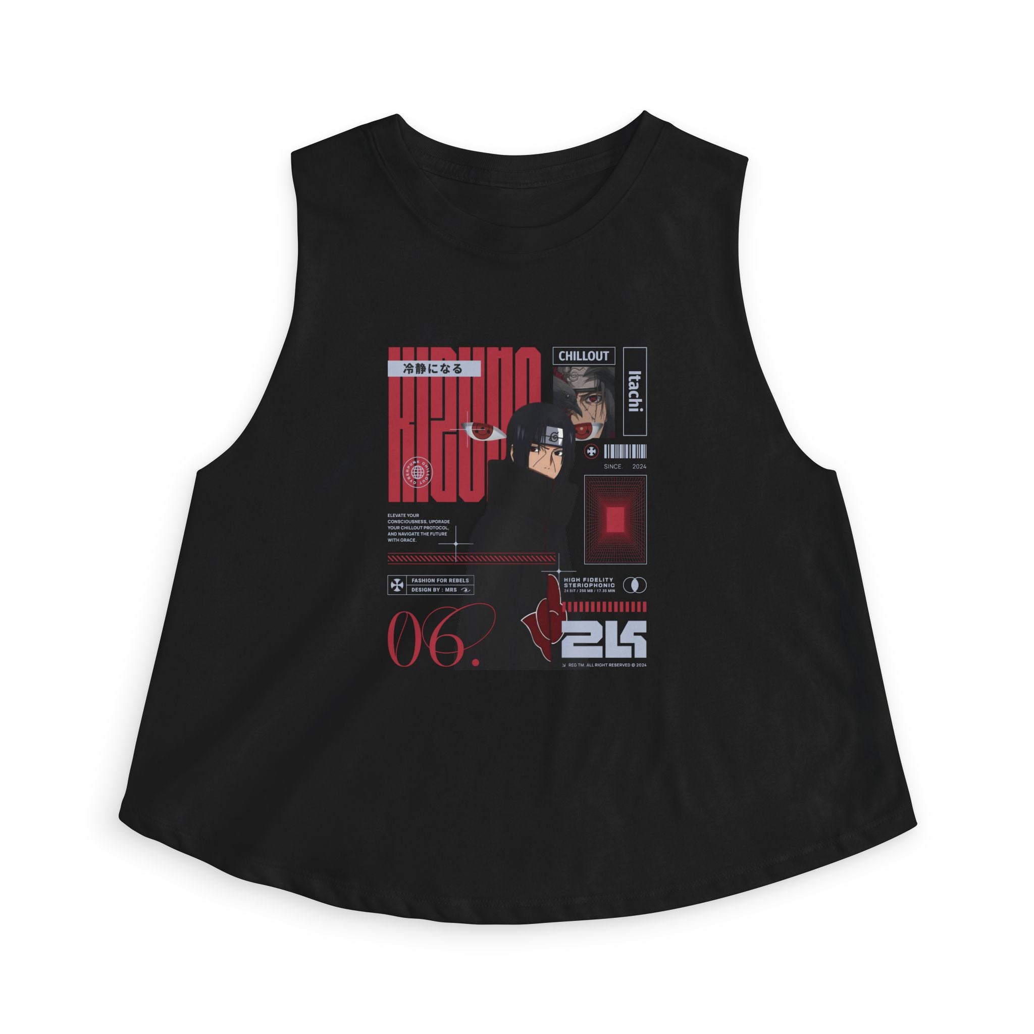 KIZUNA Red Tech Back print Graphic Crop Top