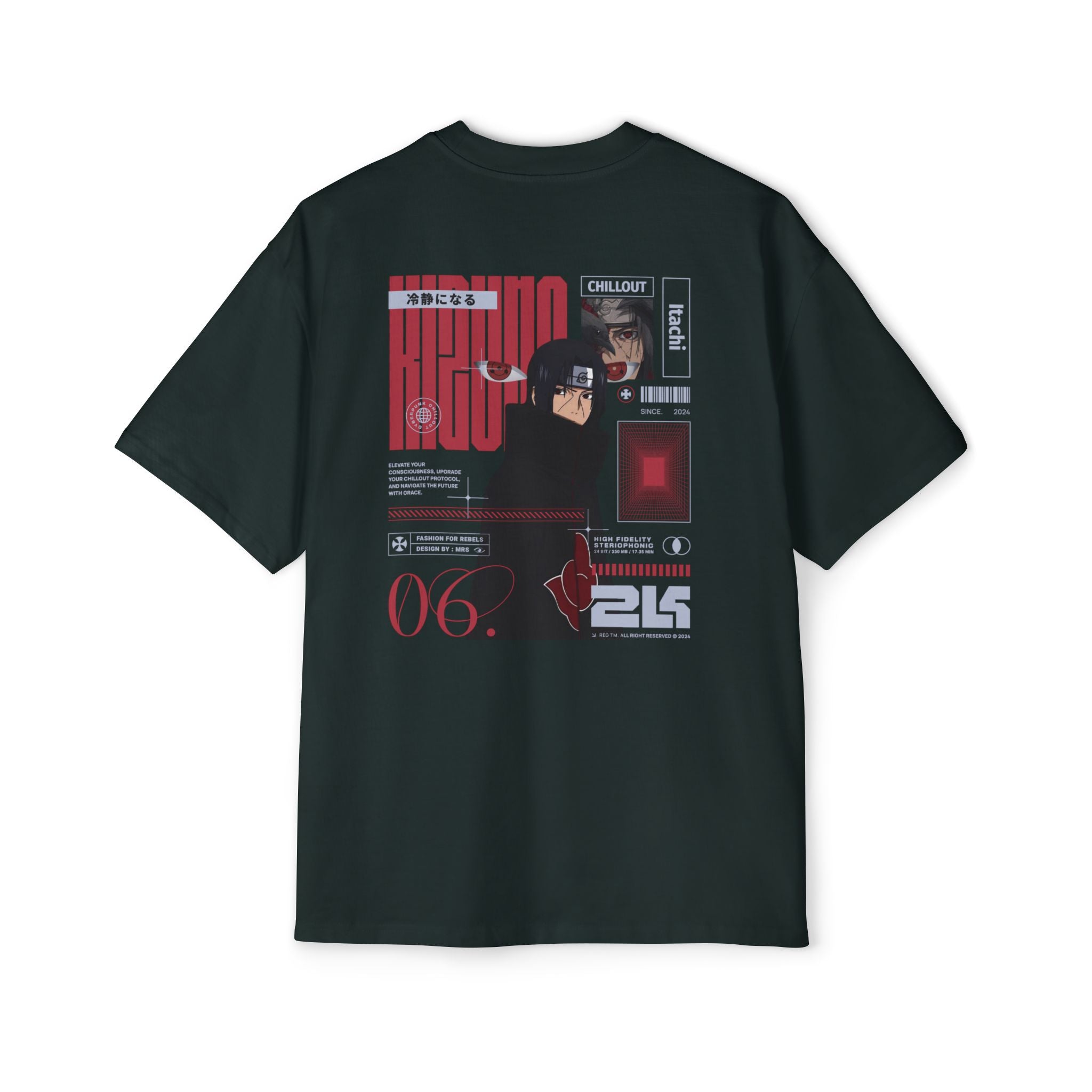 KIZUNA Red Tech Back print Oversized Tee
