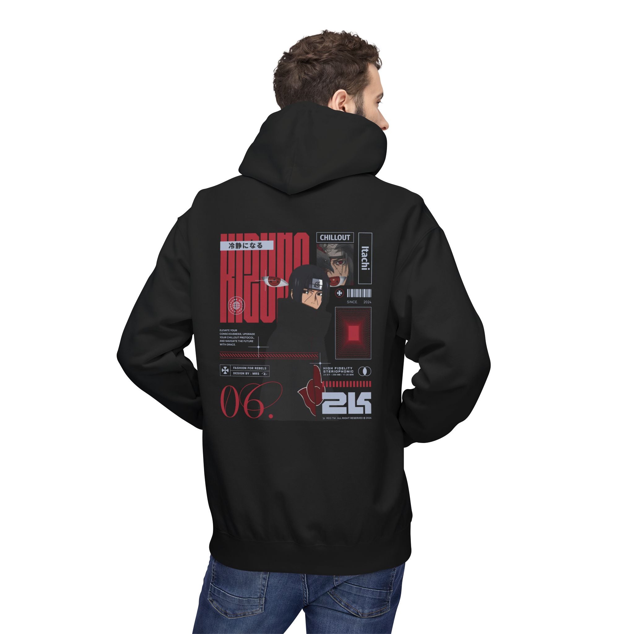 KIZUNA Red Tech Back print Graphic Hoodie