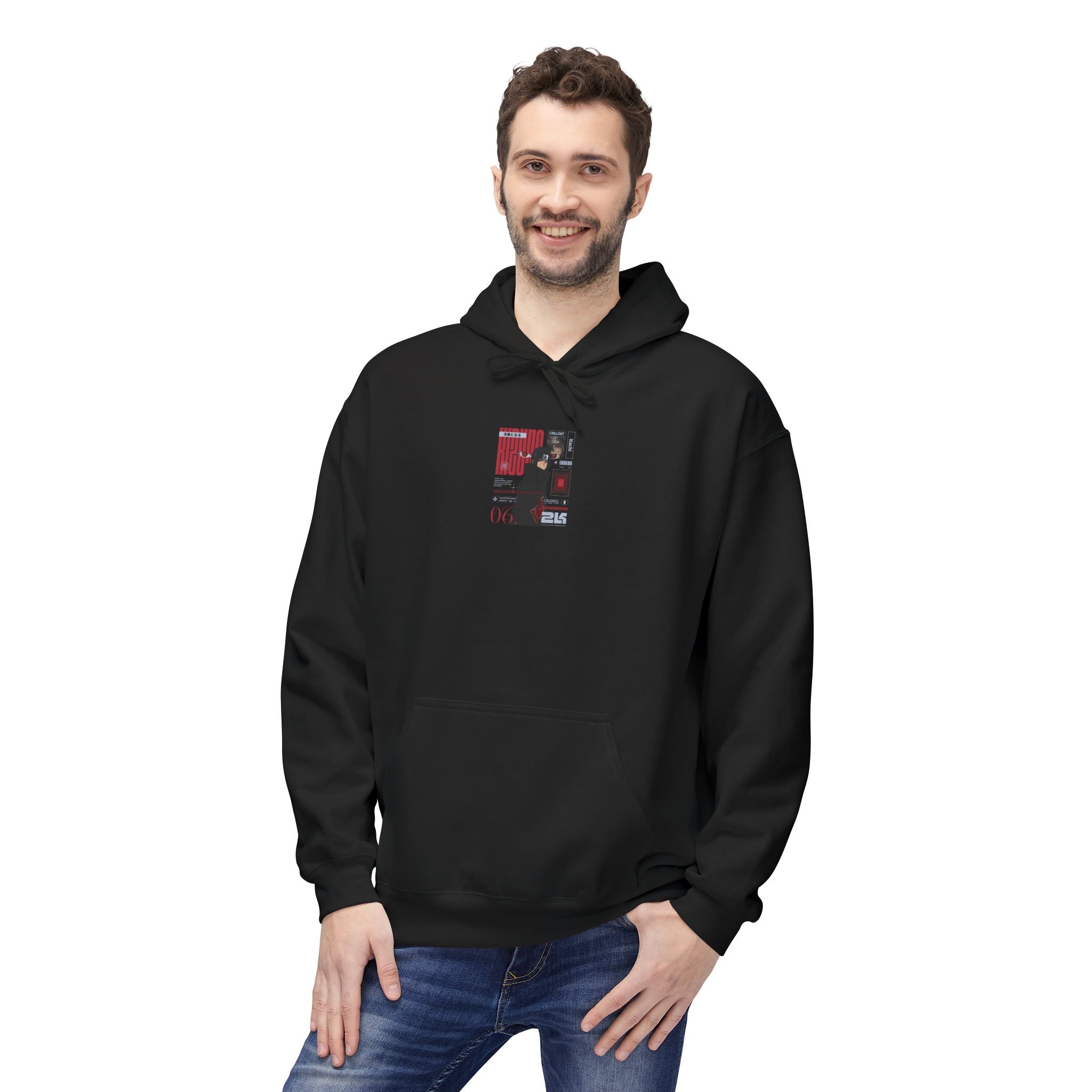 KIZUNA Red Tech Back print Graphic Hoodie