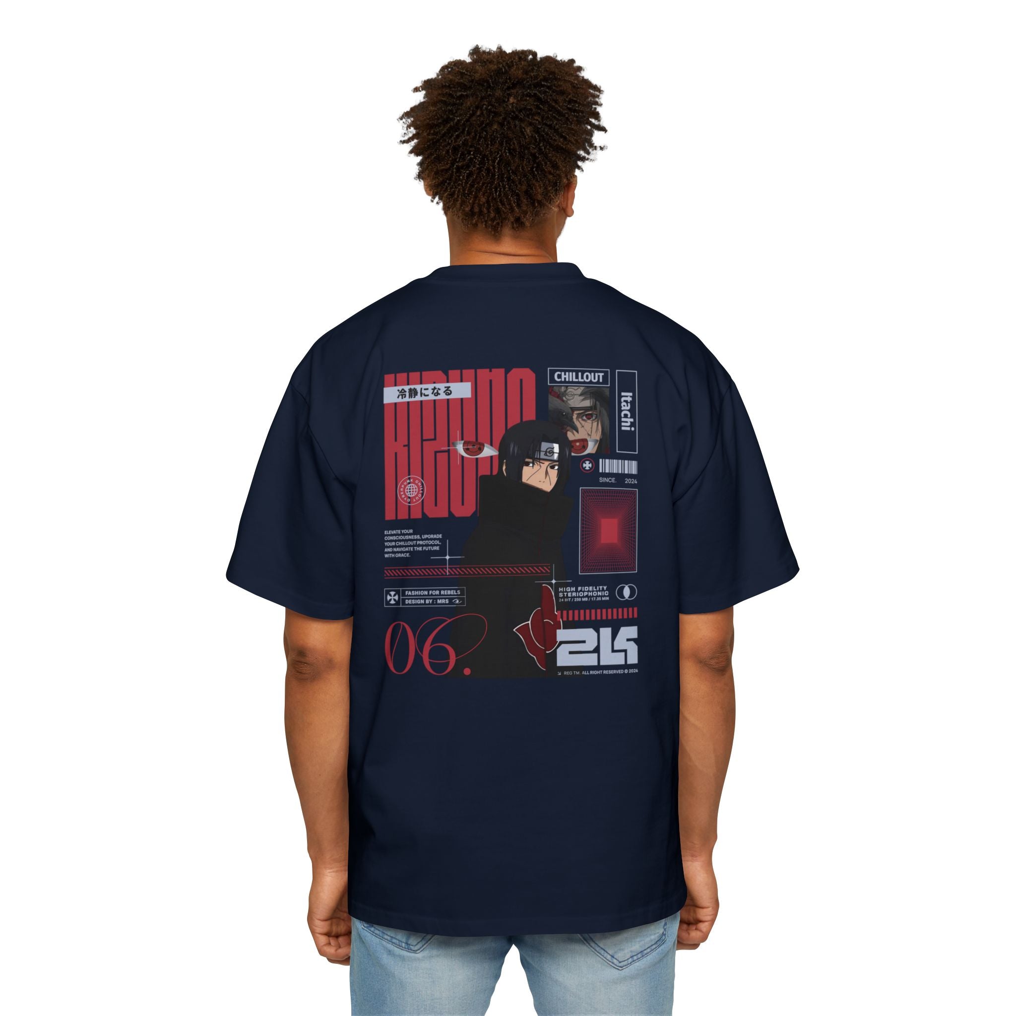 KIZUNA Red Tech Back print Oversized Tee