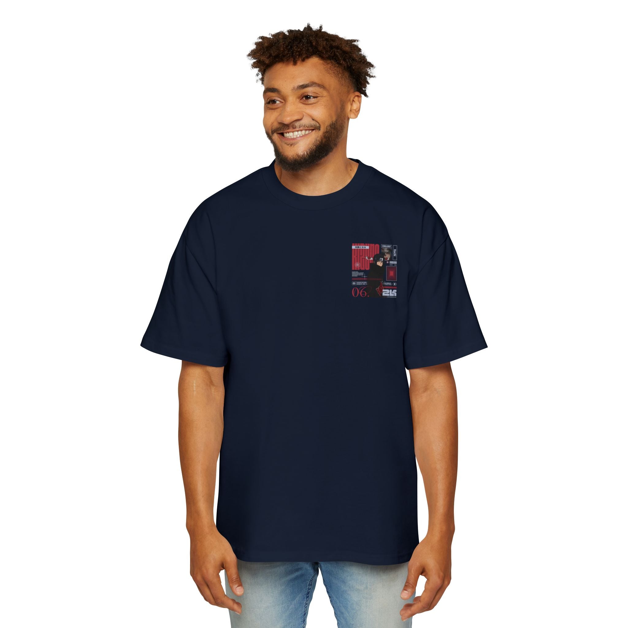 KIZUNA Red Tech Back print Oversized Tee