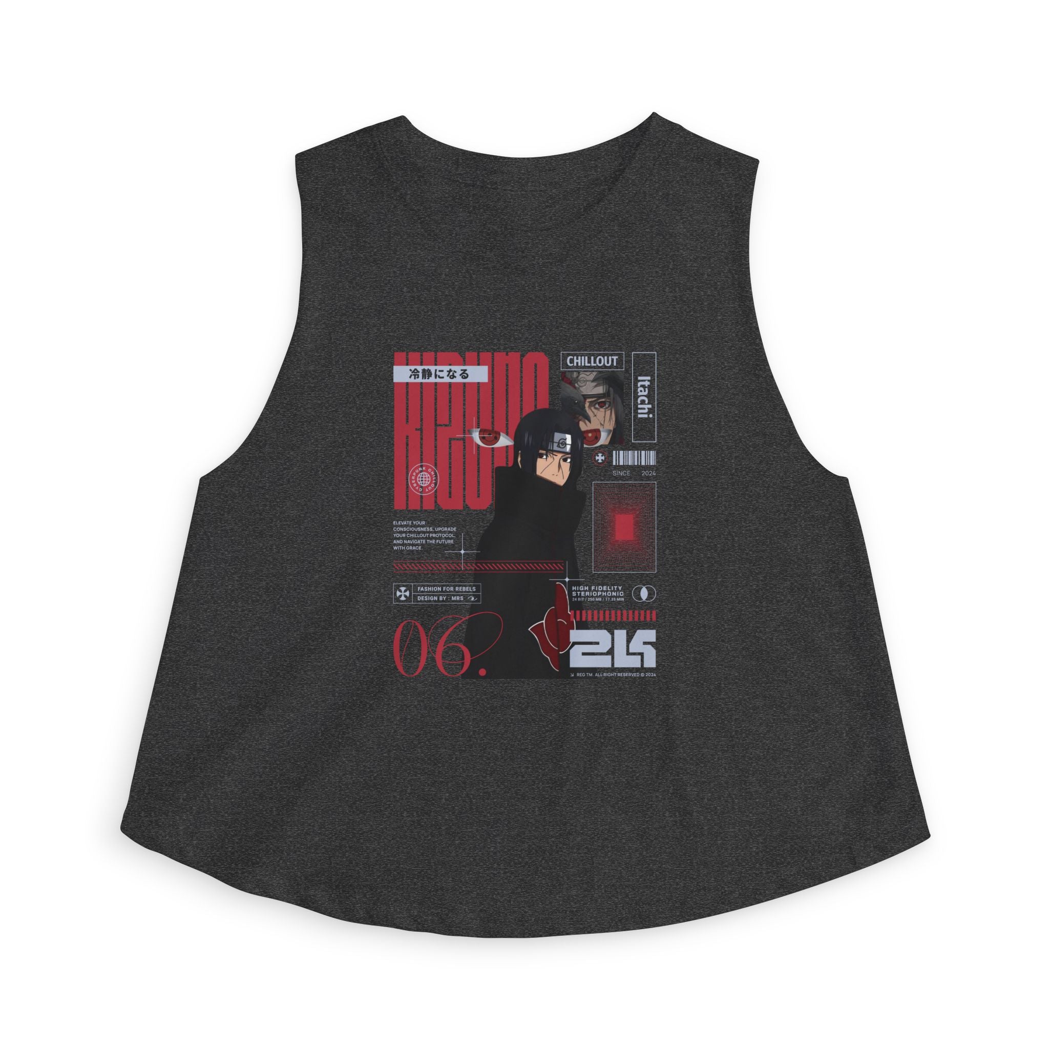 KIZUNA Red Tech Back print Graphic Crop Top