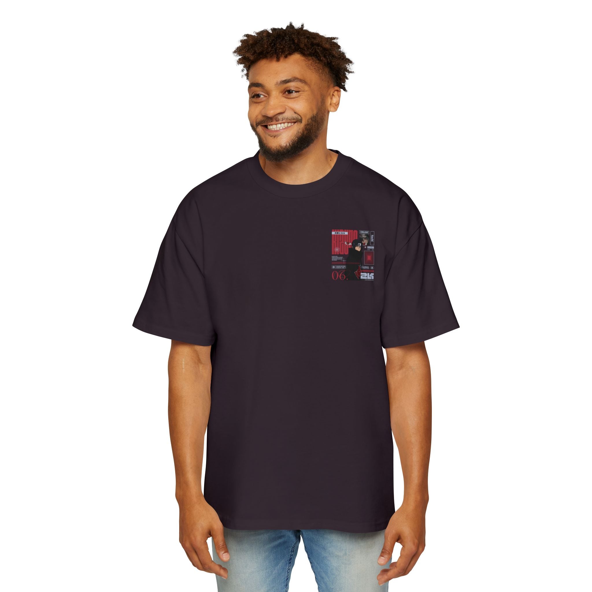 KIZUNA Red Tech Back print Oversized Tee