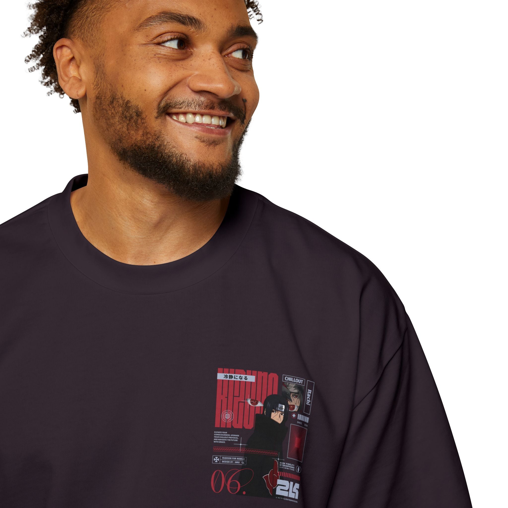 KIZUNA Red Tech Back print Oversized Tee