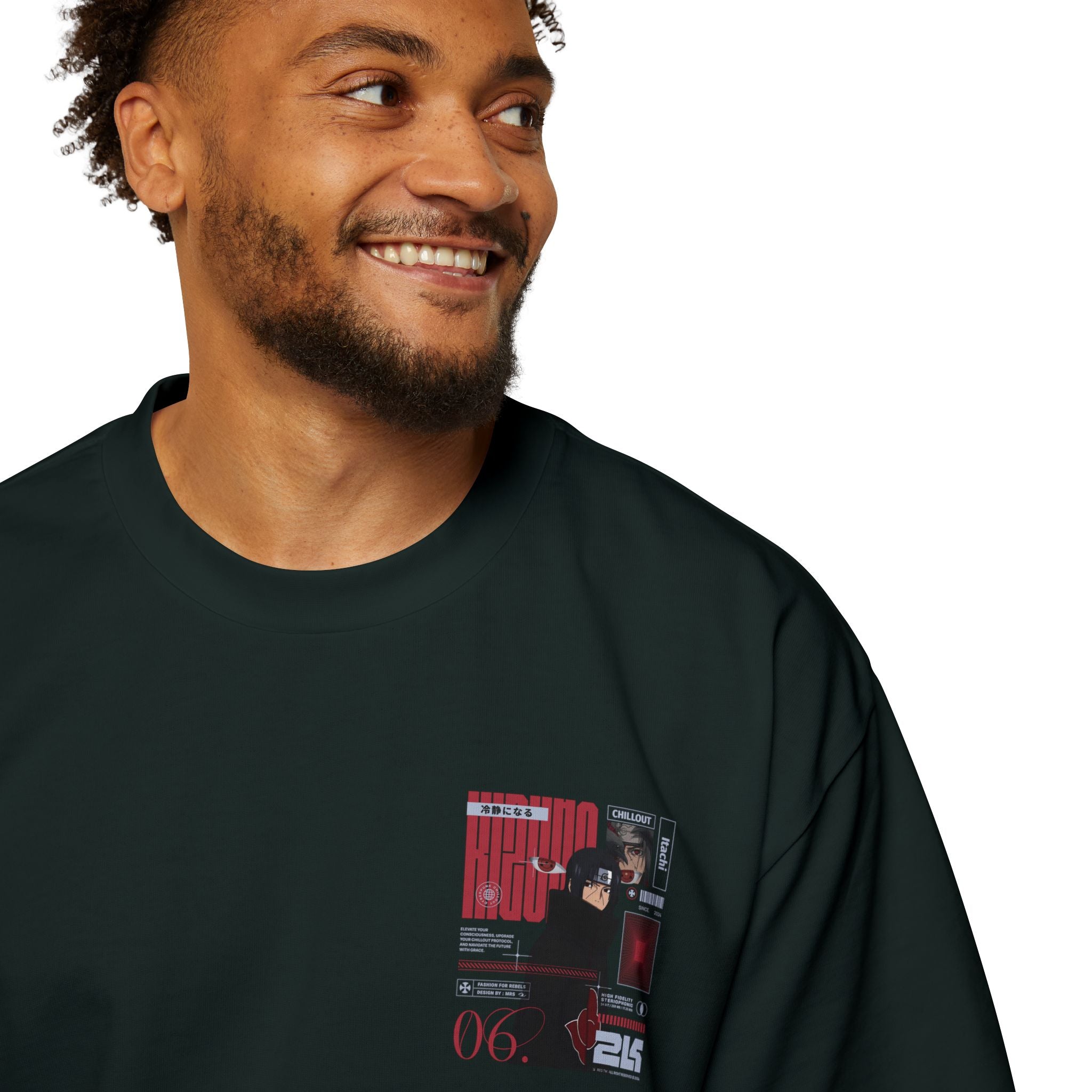 KIZUNA Red Tech Back print Oversized Tee