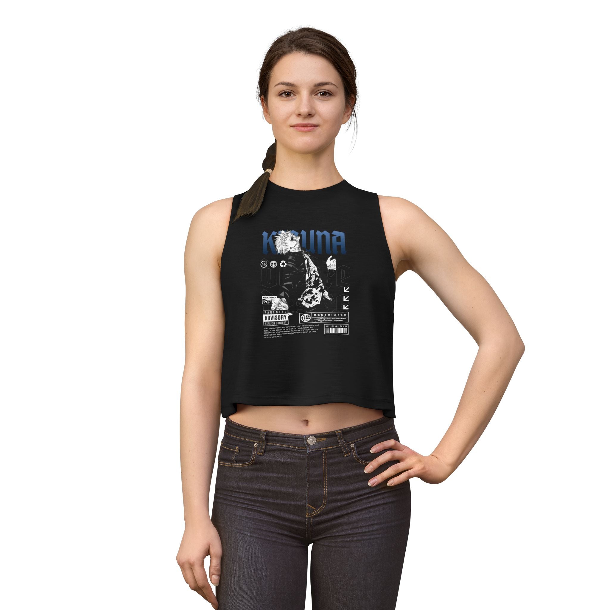 KIZUNA Anime Noir Graphic Crop Top