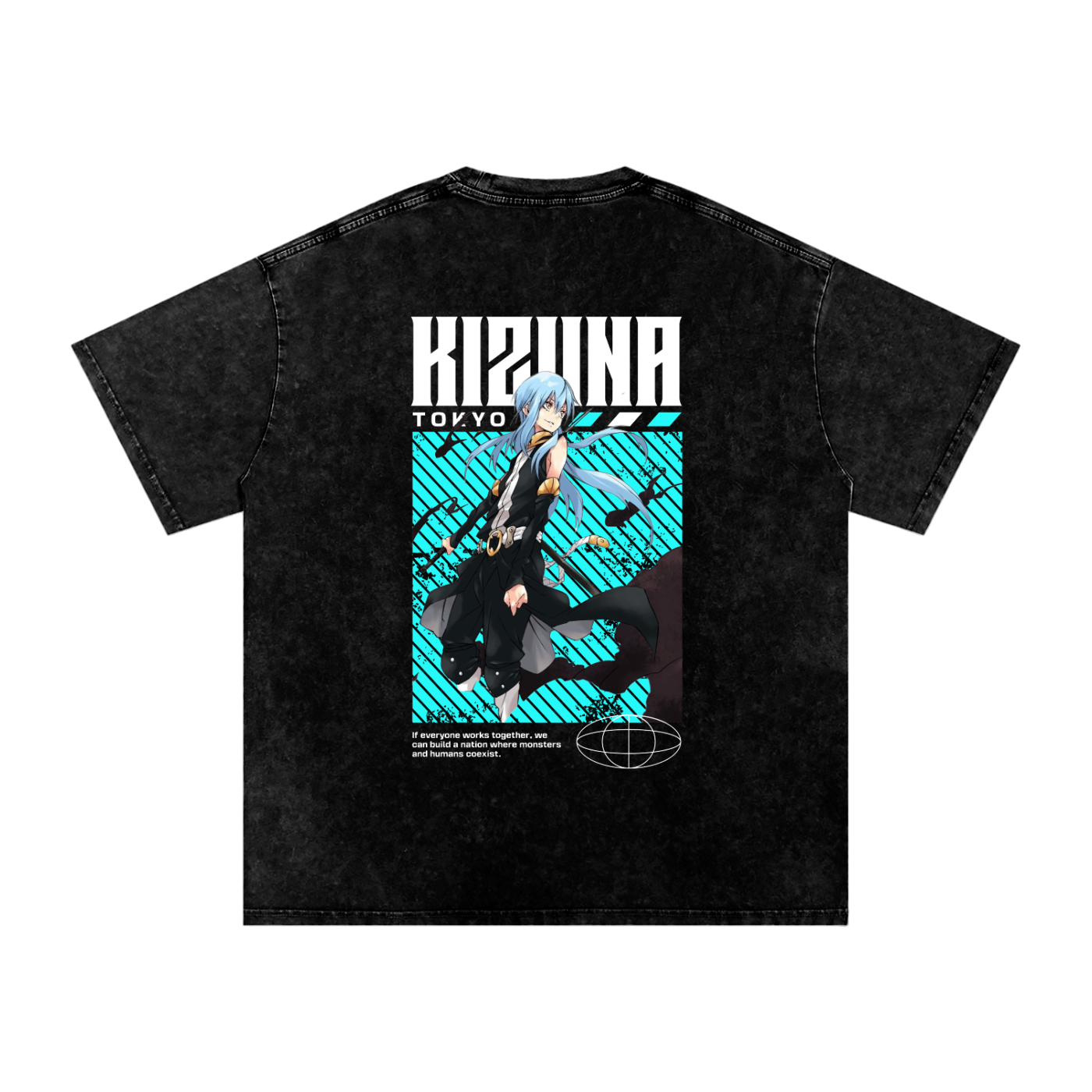 Snow Washed Oversized Cotton T-Shirt rimuru tempest