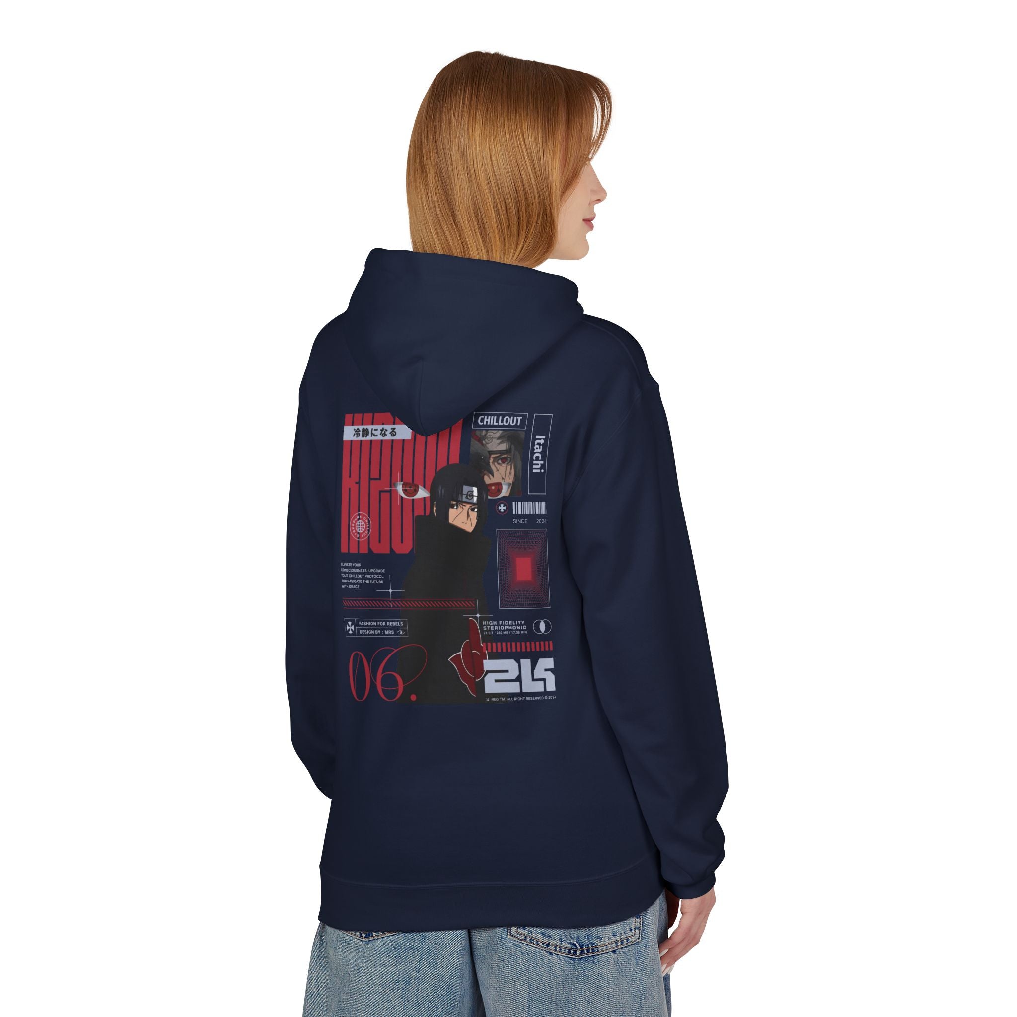 KIZUNA Red Tech Back print Graphic Hoodie