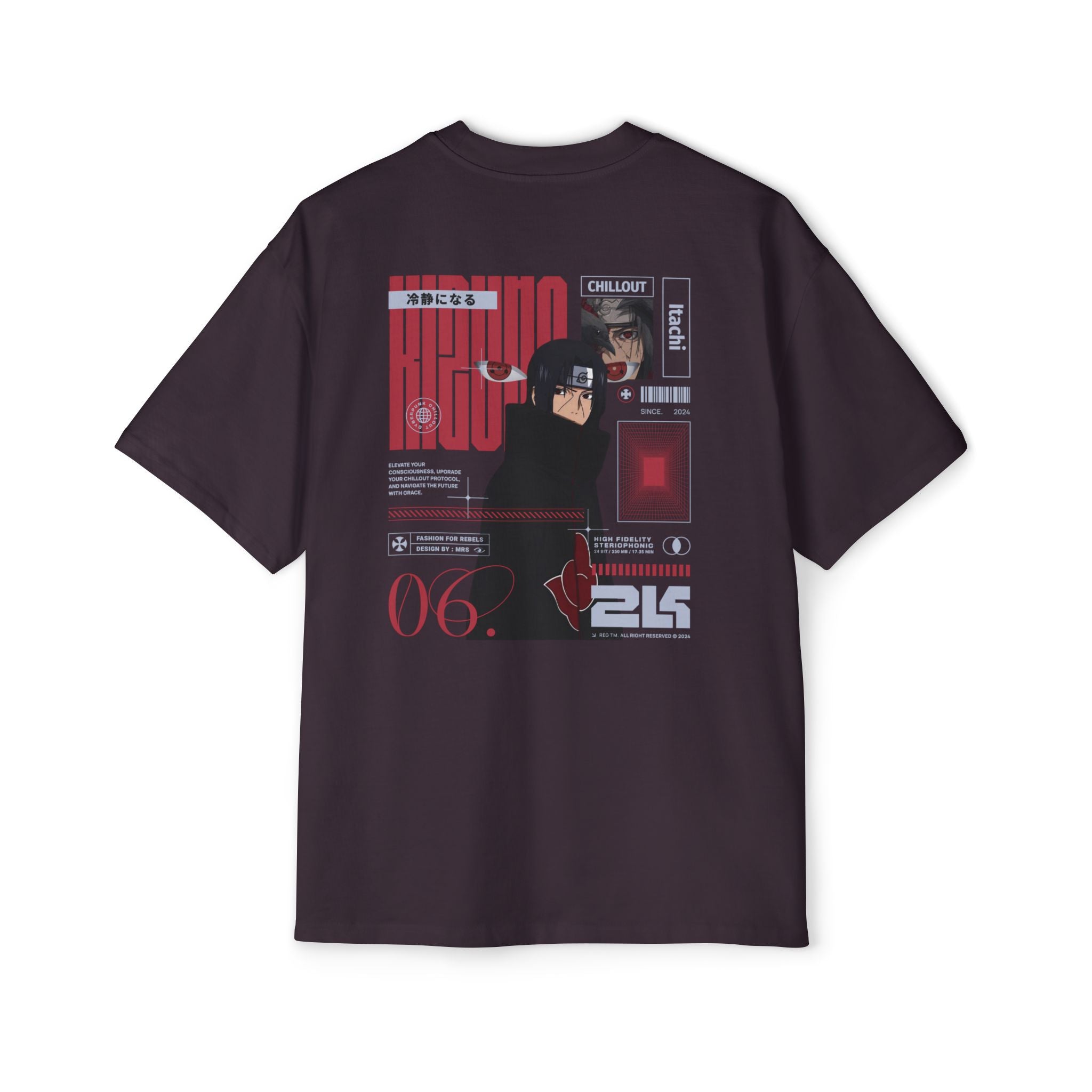 KIZUNA Red Tech Back print Oversized Tee