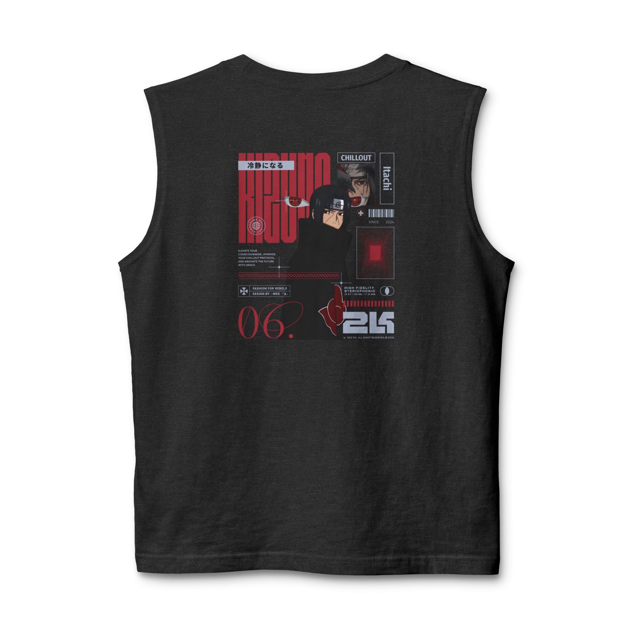 KIZUNA Red Tech Back print Graphic Muscle Tank