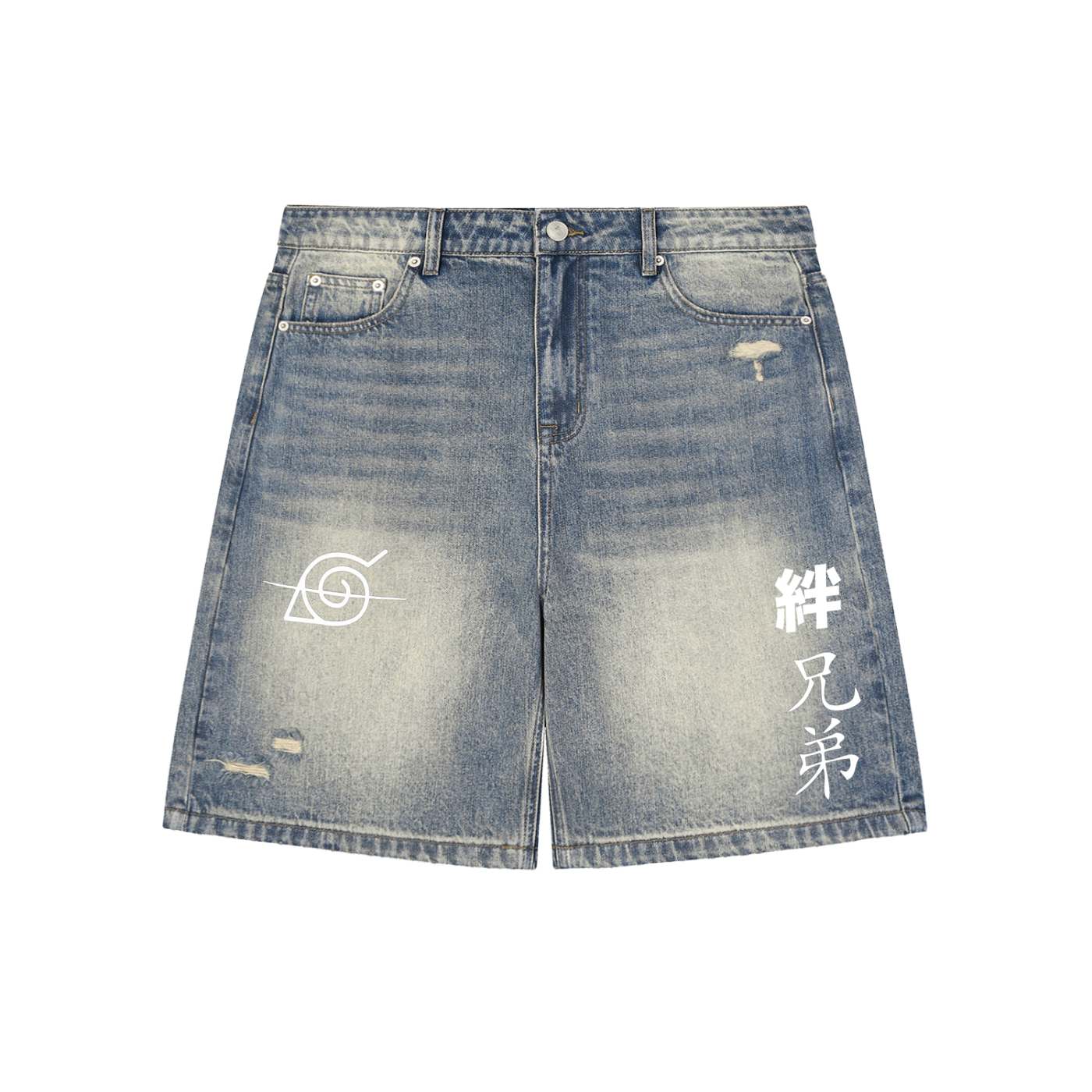 Faded Distressed Baggy Denim Shorts