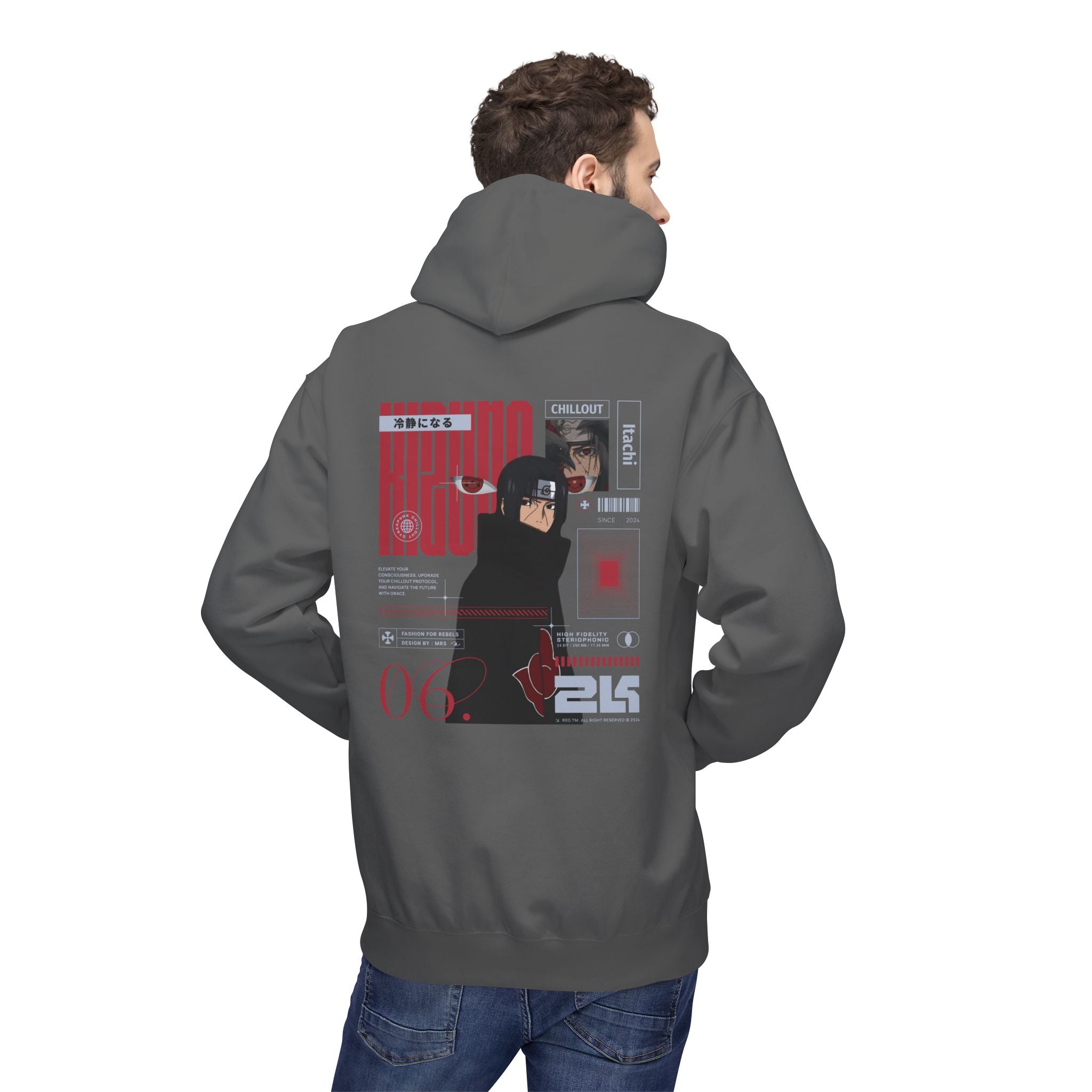 KIZUNA Red Tech Back print Graphic Hoodie